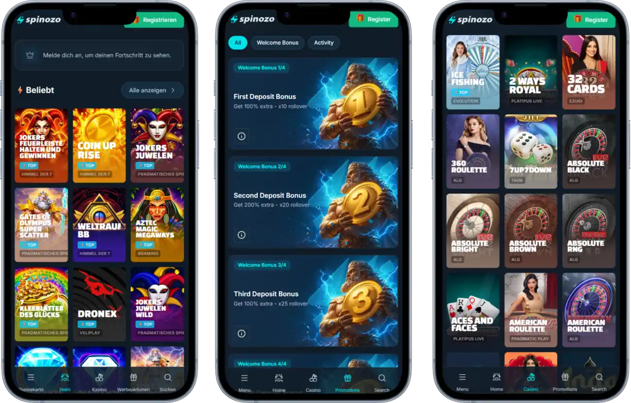 Spinozo Casino Mobile Plattform
